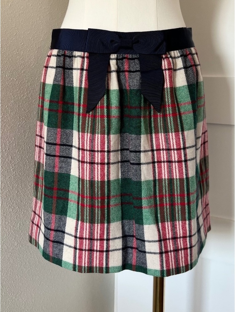 Vineyard Vines Wool Tartan Plaid Bow Mini Skirt